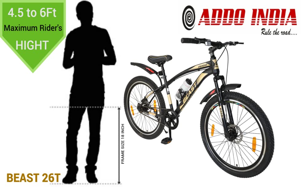 Addo India 26 Beast | Front Shocker Best Bicycles Double Disc Brakes |(26x2.35) Black