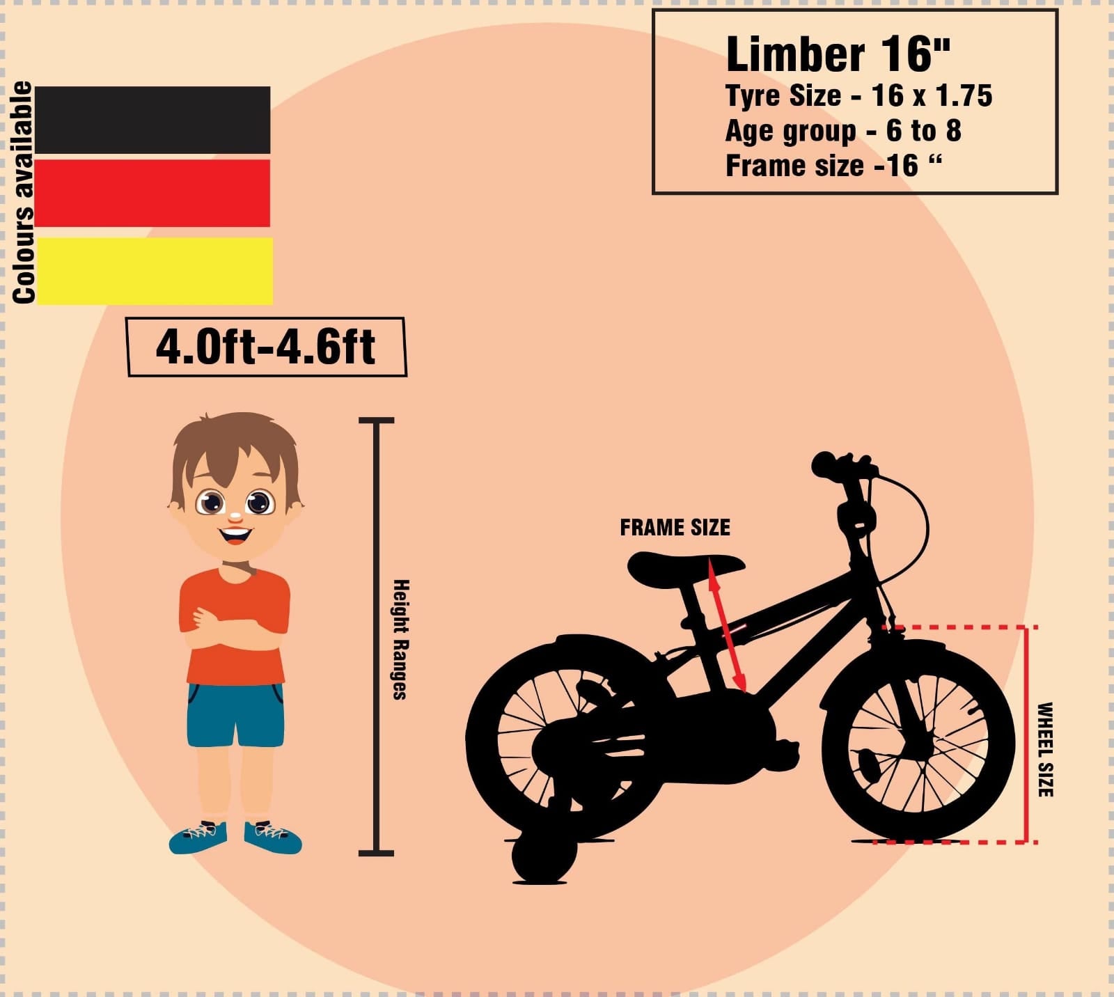 Addo India 16 Limber | Best Bicycles for Kids  | Blk. N/Ylw.