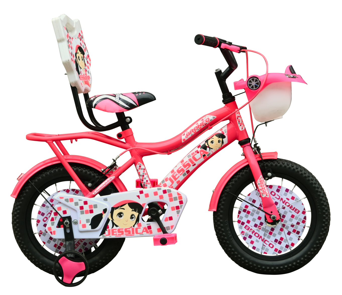 14X2.40 Kids Bicycle with Basket, Backrest & Side Support Wheels