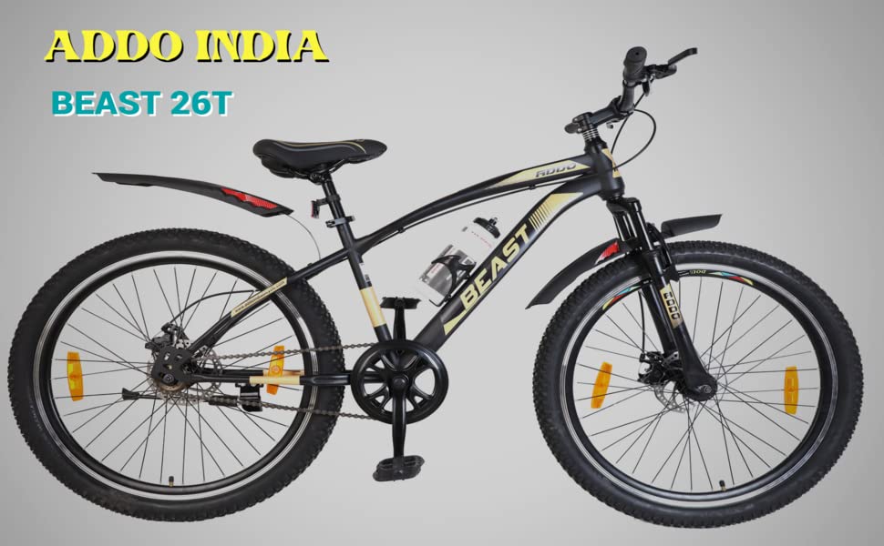 Addo India 26 Beast | Front Shocker Best Bicycles Double Disc Brakes |(26x2.35) Black