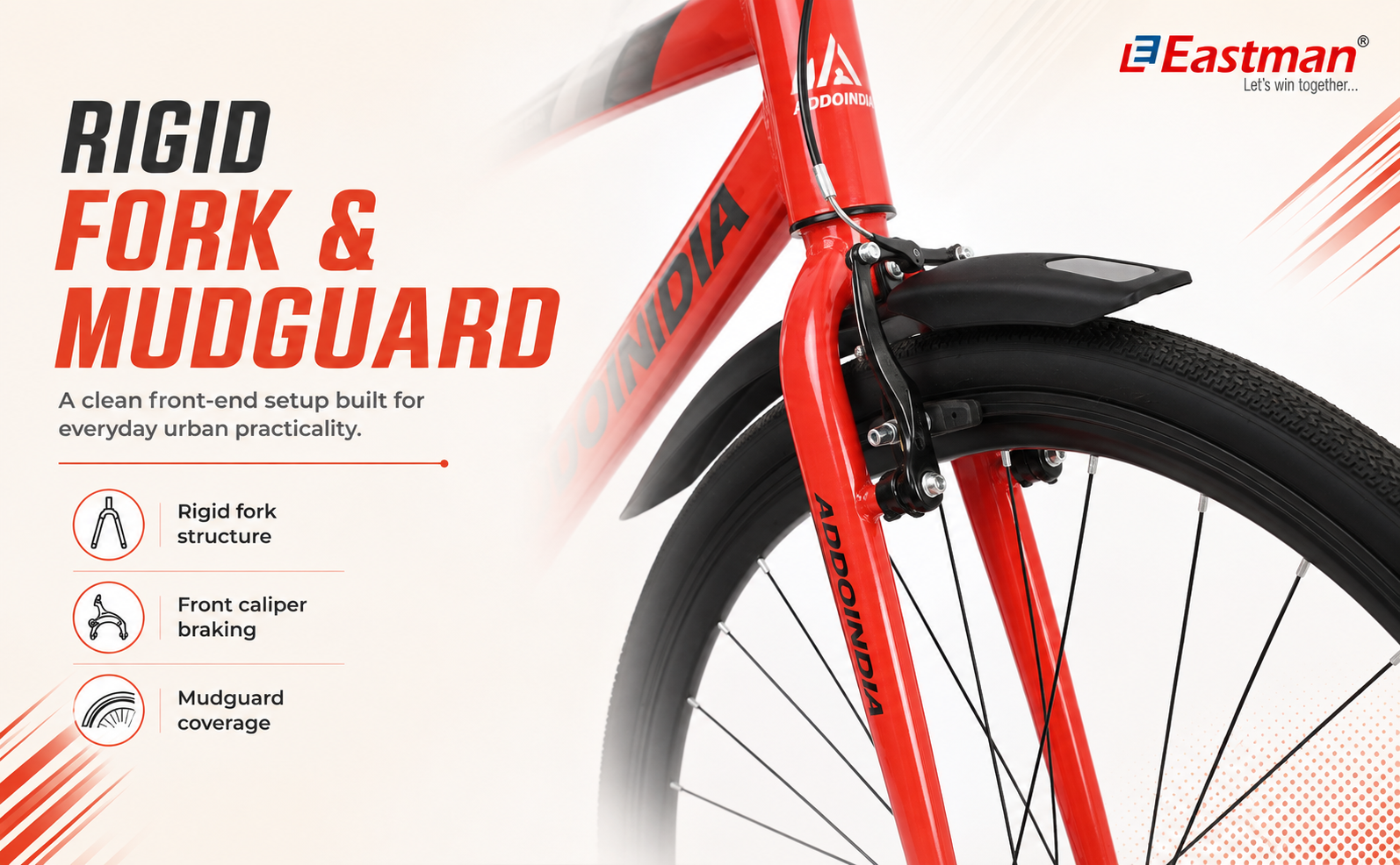 Addo India 29" Brooklyn Rigid V-Brake Gray/Red Dt
