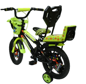 Addo India 14 Bronco Star Double Seat | 14T Best Bicycles For Kids | Black N. Yellow